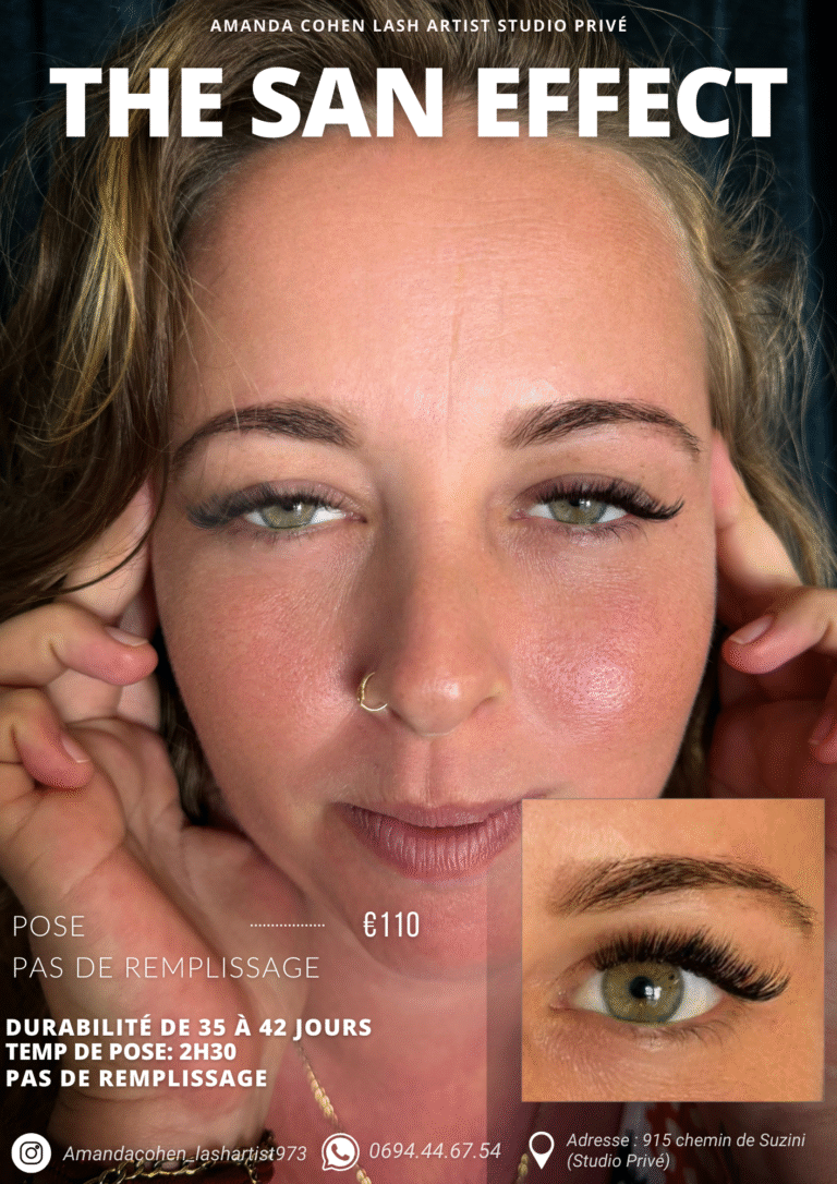 The San Effect – cils en U – mix volume brésilien et capping – grande durabilité – Studio Amanda Cohen – Guyane