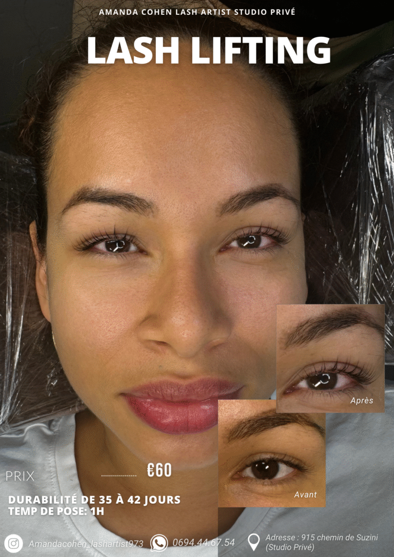 Lash Lift – rehaussement de cils naturel – Studio Amanda Cohen – Cayenne Guyane